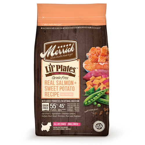 Merrick Lil Plates Grain Free Salmon Sweet Potatoes Recipe Dry Dog F Hearty Pet