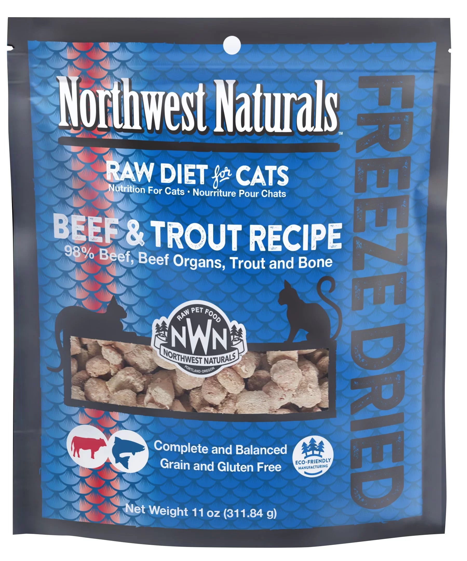 Northwest Naturals Cat Freeze Dried Beef Trout 11 oz