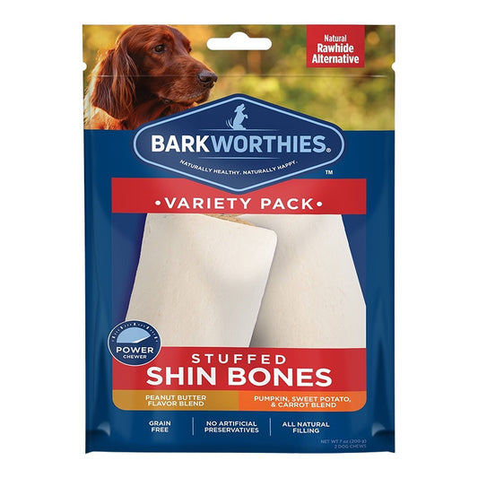 Barkworthies 3-4 inch Stuffed Shin Bone Variety Pack For Dogs