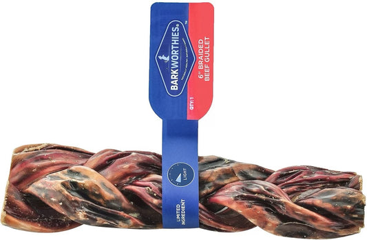 Barkworthies 6 Inch Braided Beef Gullet For Dogs