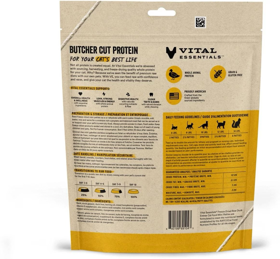 Vital Essentials Vital Cat Freeze-Dried Patties Duck Recipe