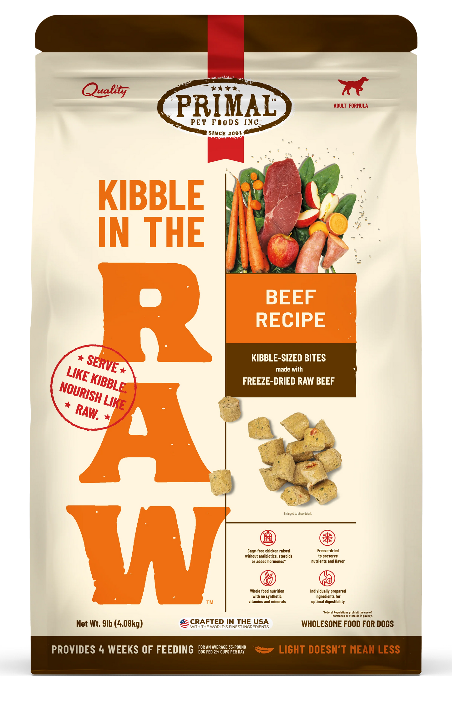 Primal Kibble In The Raw Freeze-Dried Beef Recipe for Dogs