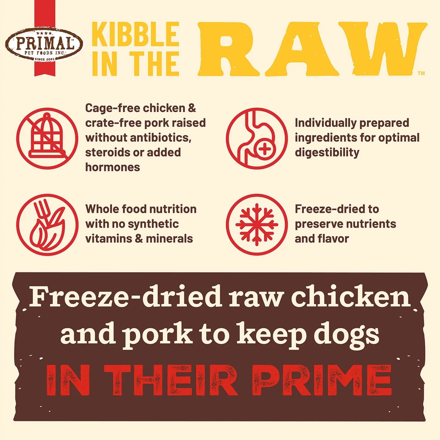 Primal Kibble In The Raw Freeze-Dried Chicken and Pork Puppy Recipe