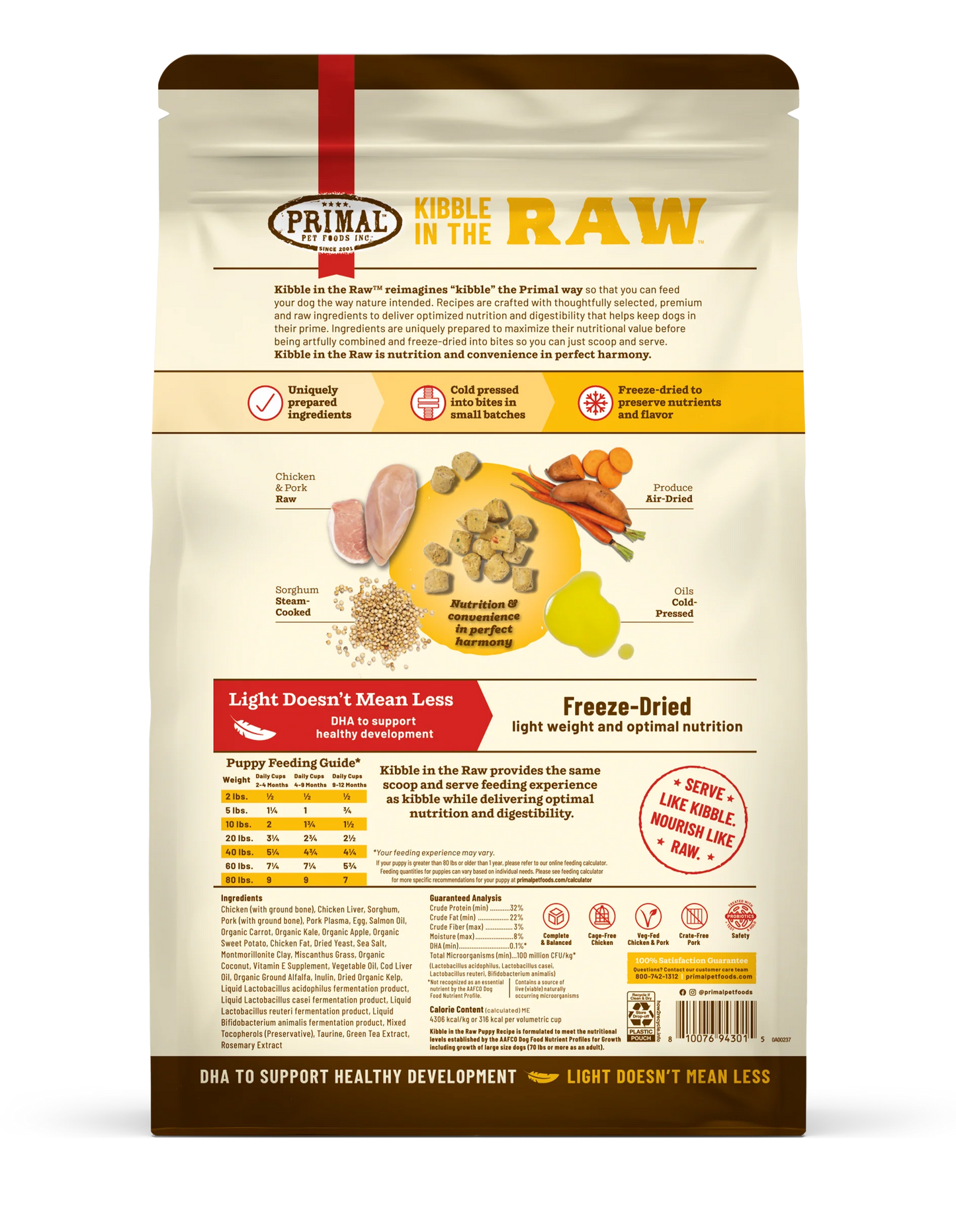 Primal Kibble In The Raw Freeze-Dried Chicken and Pork Puppy Recipe