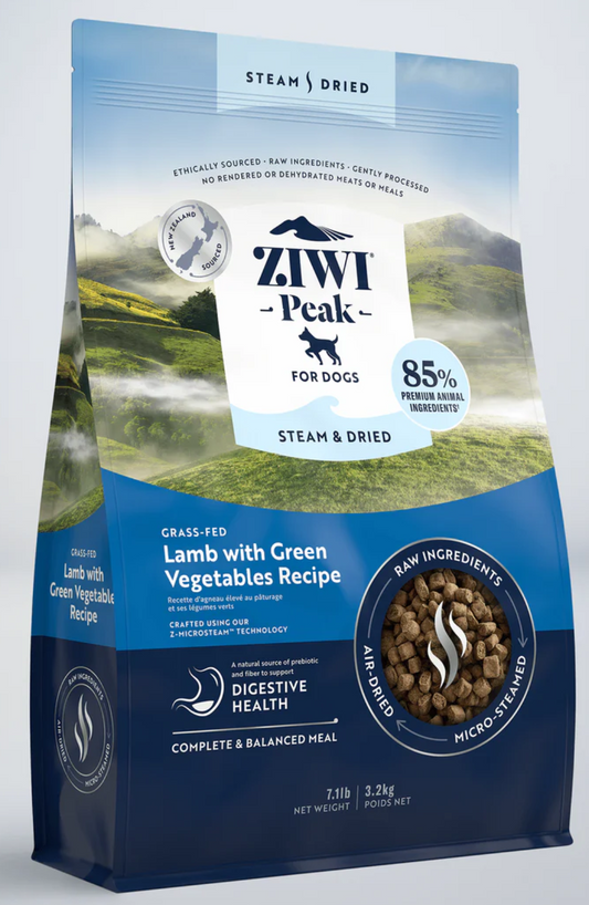 Ziwi Peak Steam & Dried Lamb with Green Vegetables Recipe for Dogs