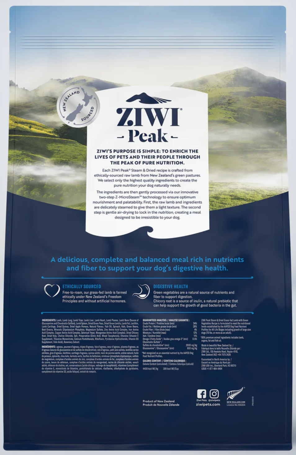 Ziwi Peak Steam & Dried Lamb with Green Vegetables Recipe for Dogs