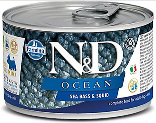 Farmina Natural & Delicious Ocean Sea Bass and Squid Canned Mini Adult Dog Food