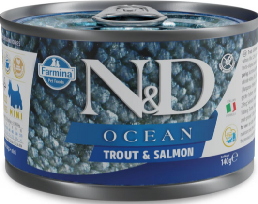 Farmina Natural & Delicious Ocean Trout and Salmon Canned Mini Adult Dog Food