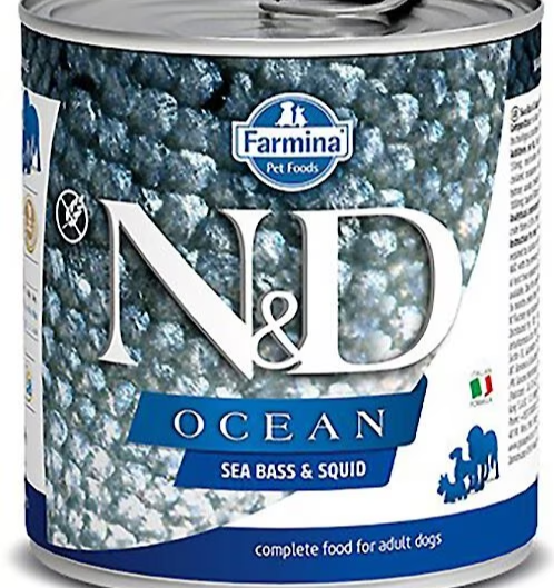 Farmina Natural & Delicious Ocean Sea Bass and Squid Canned Adult Dog Food