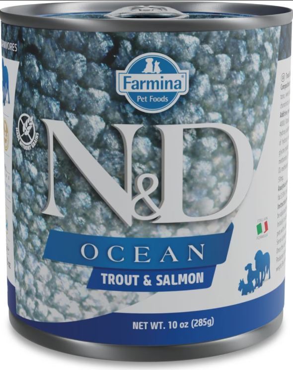 Farmina Natural & Delicious Ocean Trout and Salmon Canned Adult Dog Food