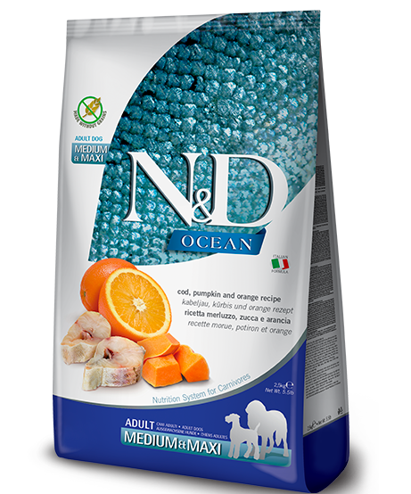 Farmina Natural & Delicious Ocean Cod, Pumpkin and Orange Medium & Maxi Adult Dog Food