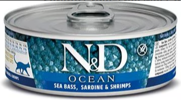 Farmina Natural & Delicious Ocean Sea Bass, Sardine and Shrimp Canned Adult Cat Food