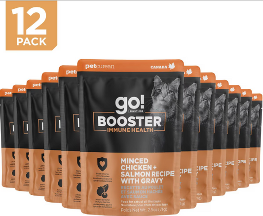 Go! Solutions Booster Immune Health Minced Chicken + Salmon Gravy For Cats