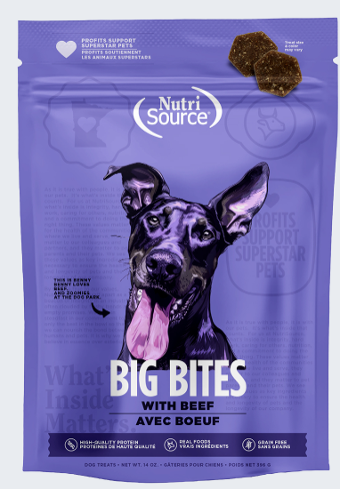 Nutrisource Grain Free Big Bites Beef Dog Treats