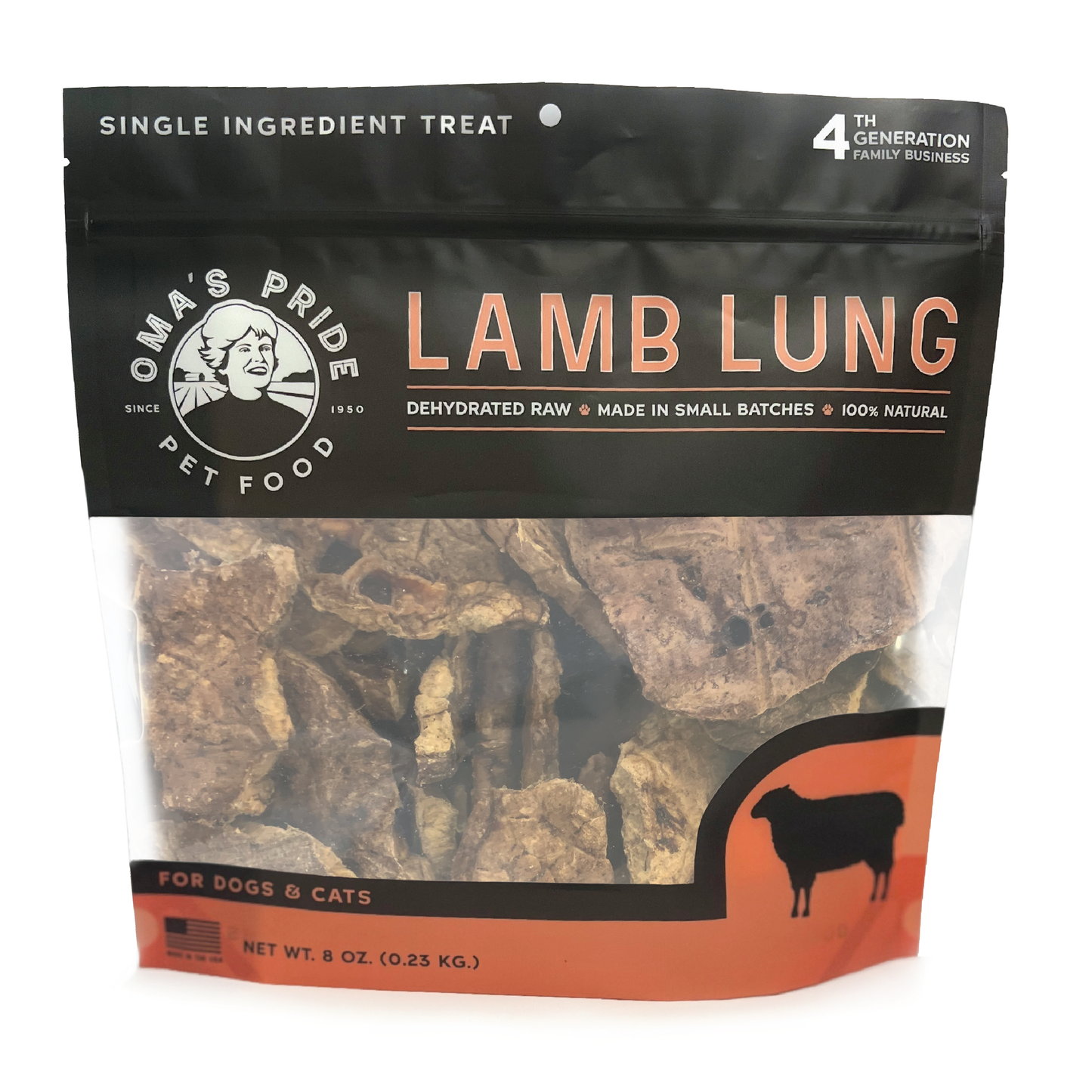 Oma's Pride Dehydrated Lamb Lungs for Dogs and Cats